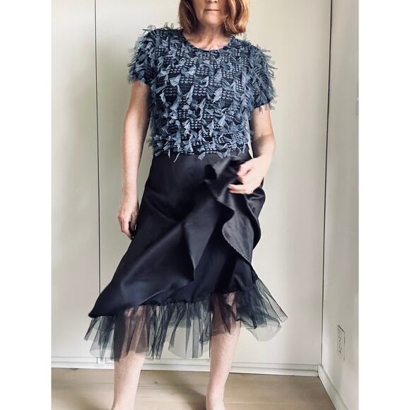 Y2K Byer Tulle Black AlIen Satin Skirt Waist 27" Small Goth wimsygoth Withcy - Picture 6 of 9